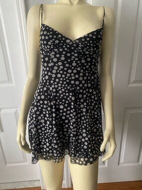 Zara Black Polka Dot Spaghetti Strap Slip Dress/ Size Medium